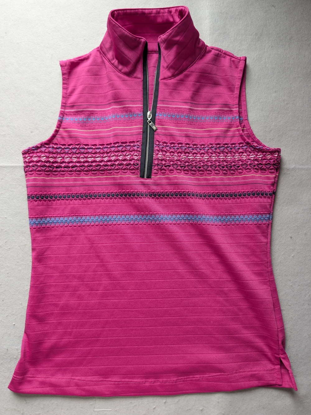 Tail Activewear Womens Extra Small Pink Striped Sleeveless 1/4 Zip Golf Top XS